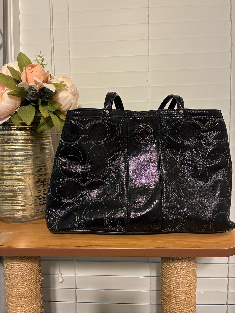 Vintage Coach Black Signature Shoulder Tote Y2K Collection